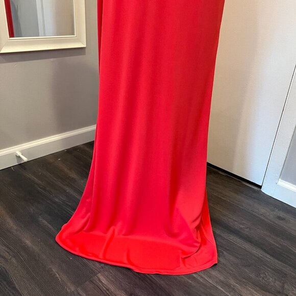 BGBGMaxAzria "Lena" Orange/Red Draped front, Cowl Open Back Gown, Size Small - Picture 14 of 16